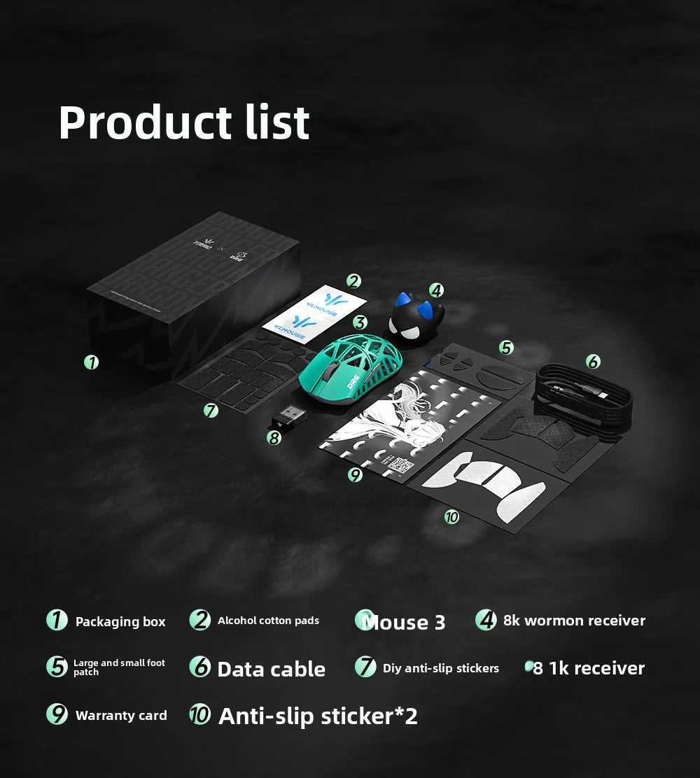 WLMOUSE X DRG Beast Mouse Magnesium Alloy Wireless Mouse Lightweight 34g 8K PAW3950hs Fast Response Gamer Gaming Accessories