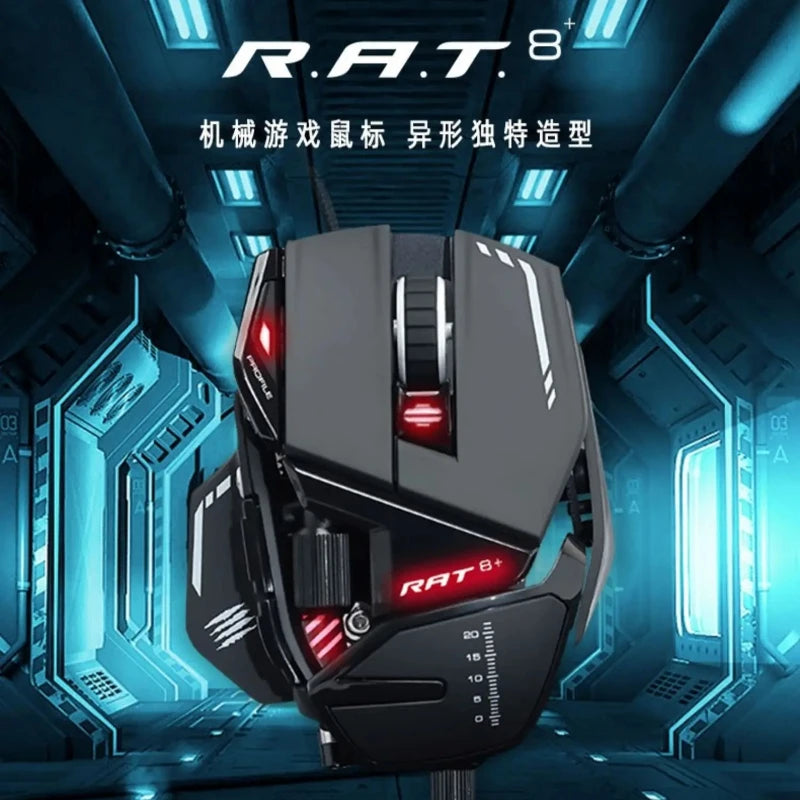 MADCATZ RAT8+ Wired Mechanical Mouse 11 Key Programming Button Mice Esports Gaming Mouse PMW3389 Custom Comfortable Gaming Mouse