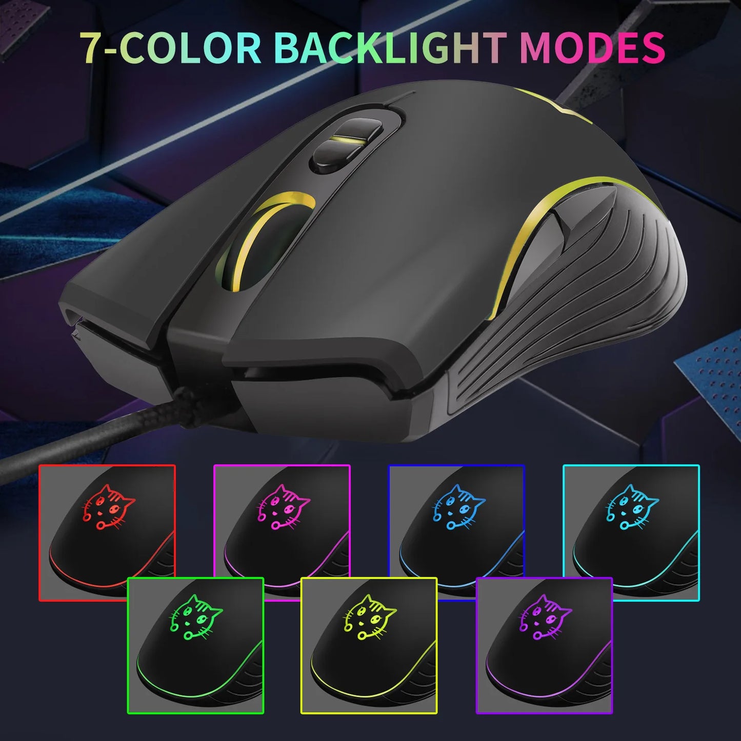 USB Wired Gaming Mouse Pink Computer Professional E-sports Mause 2400 DPI Colorful Backlit Silent Mice for Lol Data Laptop Pc