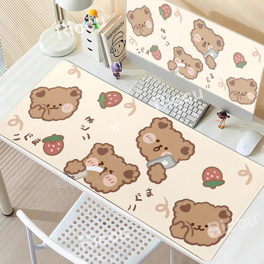 Kawaii Brown Bear Mousepad Desk Decoration Non-Slip Mat Cartoon Office Largr Mouse Pad PC Keyboard Accessories Cute Animal Pads