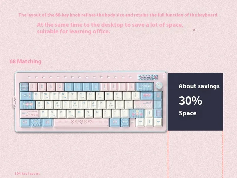RECCAZR Paper Plane66 R66 Mechanical Keyboard Kit Aluminum RGB Gasket Structure Hot Swap with Control Knob Tri-mode Keyboard
