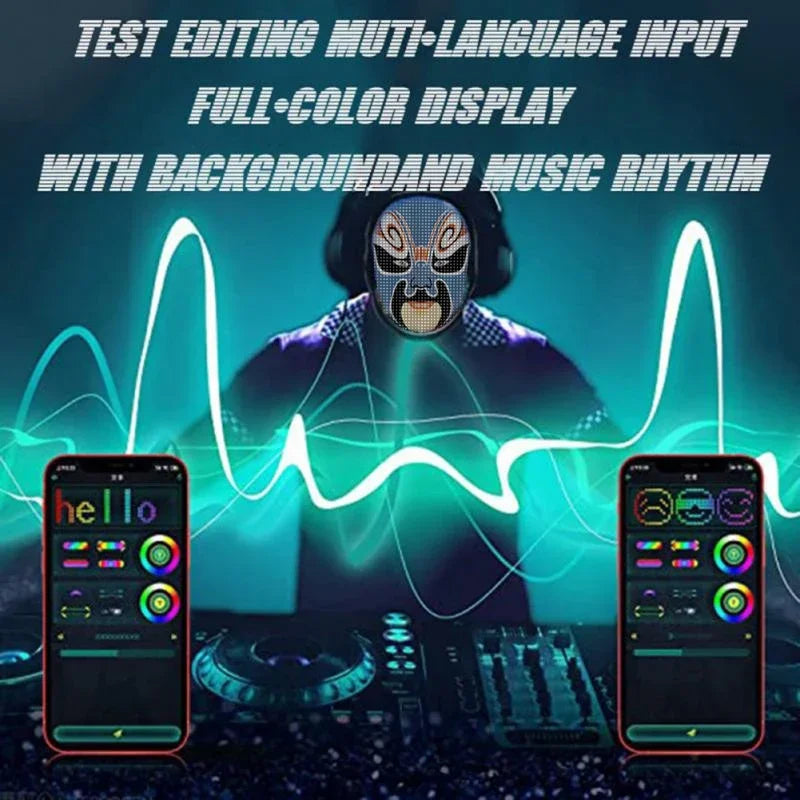 Bluetooth APP Control Smart Carnival Led Face Masks Display Led Light Up Mask Programmable Change Face DIY Photoes for Halloween