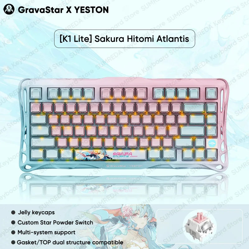 Grava Star Mercury K1 Wireless Gaming Mechanical Keyboard 79Keys Bluetooth 2.4G Wired RGB Hotswap Gamer Non-contact Keyboard