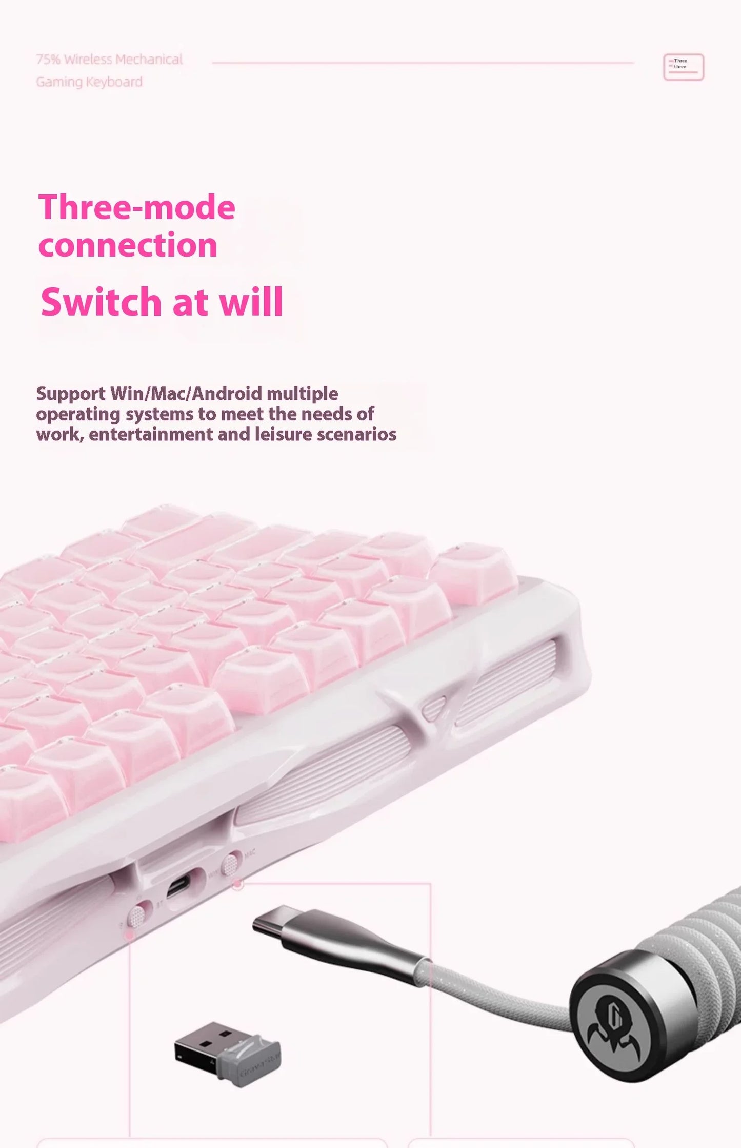 Grava Star Mercury K1 Wireless Gaming Mechanical Keyboard 79Keys Bluetooth 2.4G Wired RGB Hotswap Gamer Non-contact Keyboard