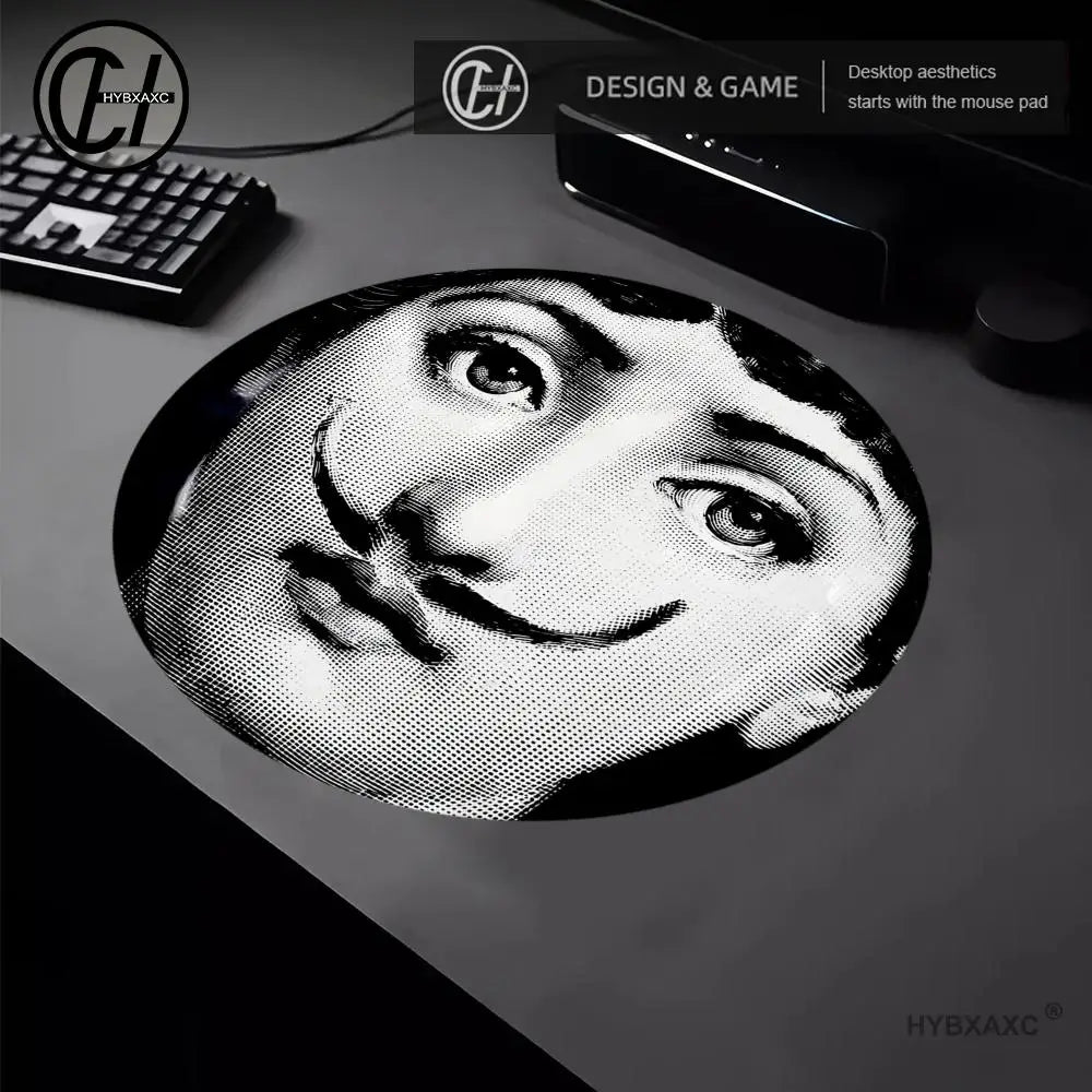 Face Art Fornasettie Circular Mouse Pad game e-sports universal desktop laptop simple office rubber small non-slip pad