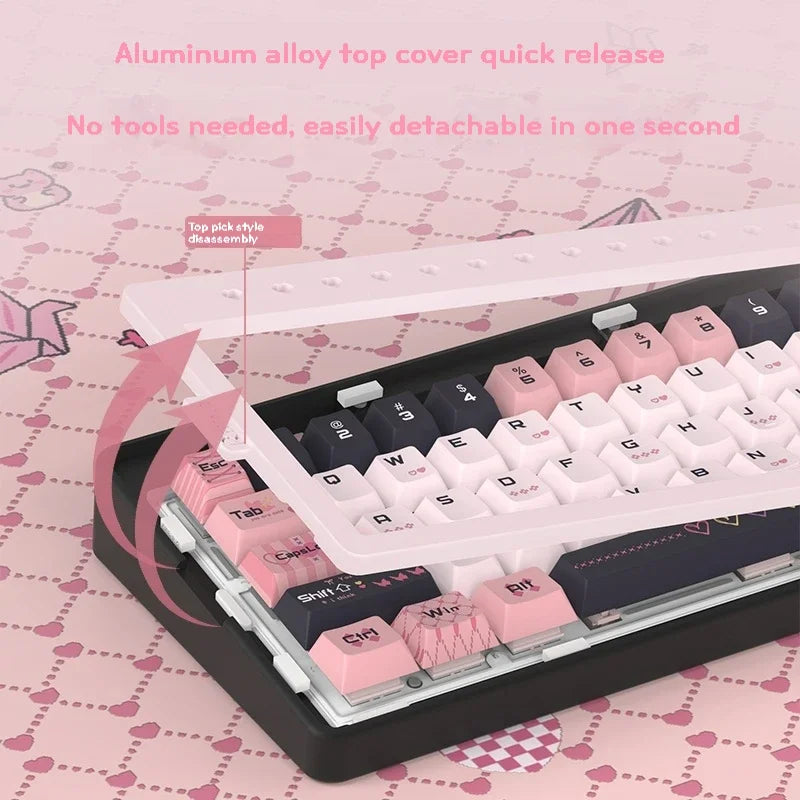 RECCAZR Paper Plane66 R66 Mechanical Keyboard Kit Aluminum RGB Gasket Structure Hot Swap with Control Knob Tri-mode Keyboard