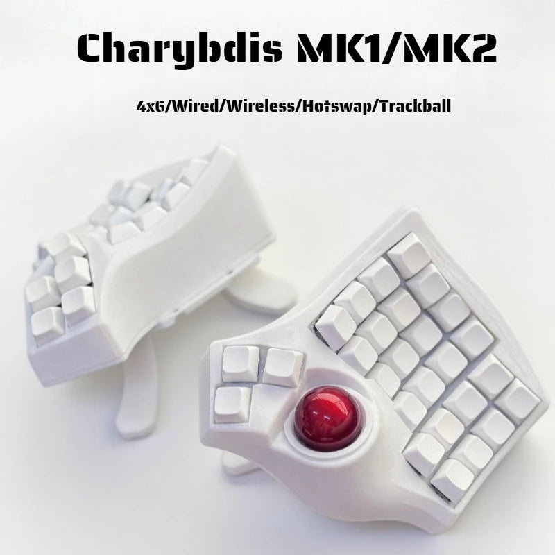 Charybdis Split Keyboard Kit 4x6 Custom Wired/Wireless Hotswap Mechanical Keyboard with Plam Rest/stand/Trackball Game Accessory