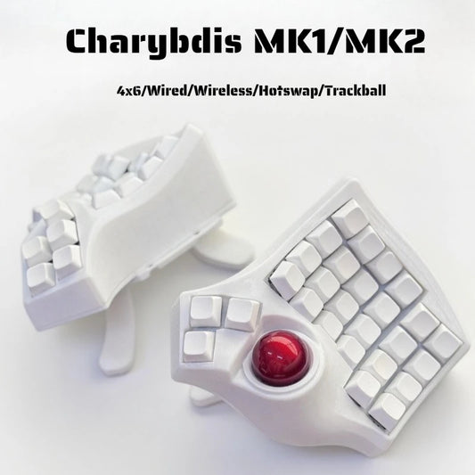 Charybdis Split Keyboard Kit 4x6 Custom Wired/Wireless Hotswap Mechanical Keyboard with Plam Rest/stand/Trackball Game Accessory