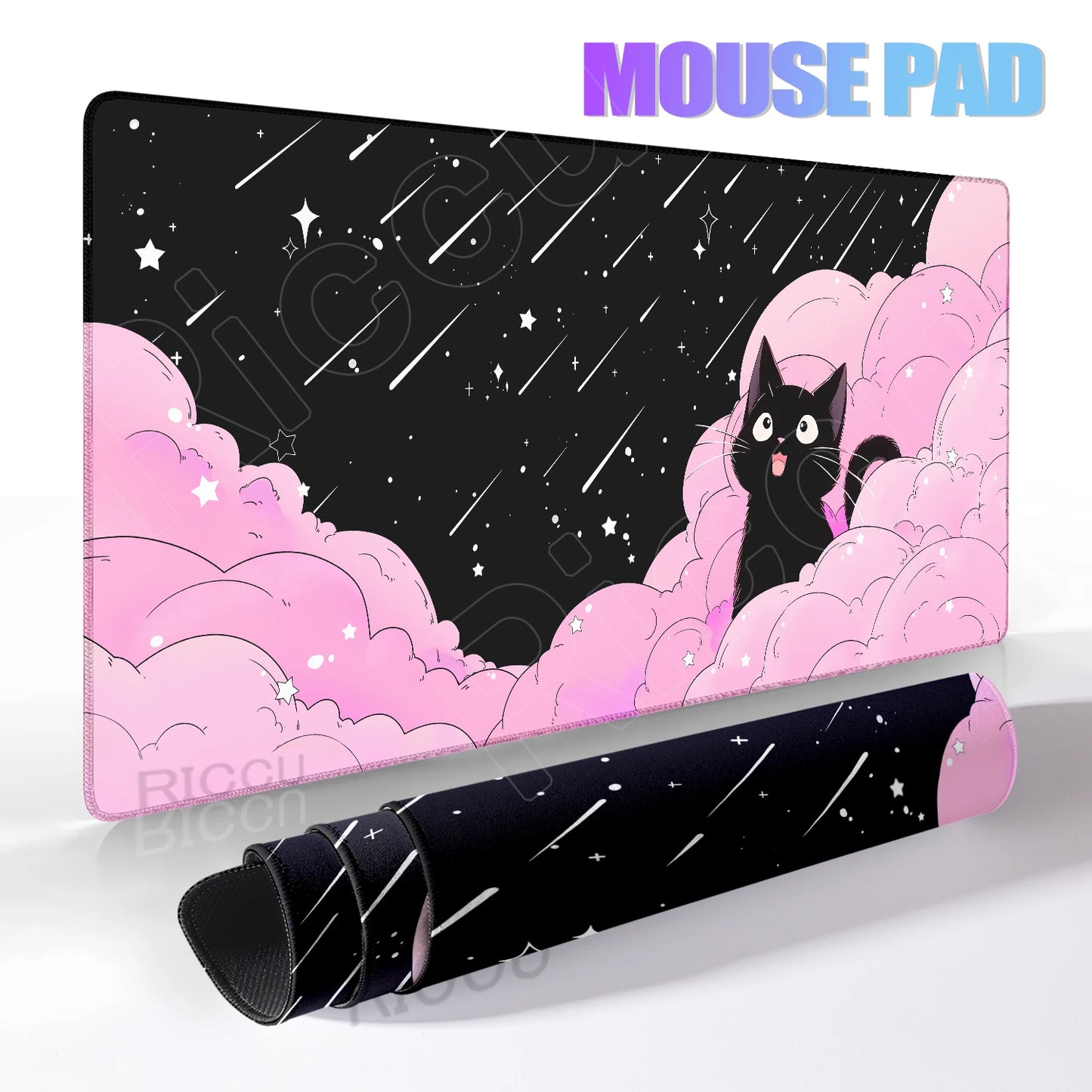 Cat Mouse Pad Office Pastel Clouds Desk Mat Large E-Sports Keyboard Pad Non-Slip Natural Rubber Mouse Mat PC Gaming Pads