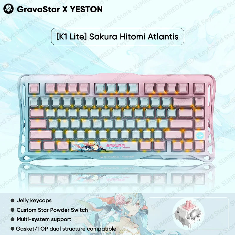 Grava Star Mercury K1 Wireless Gaming Mechanical Keyboard 79Keys Bluetooth 2.4G Wired RGB Hotswap Gamer Non-contact Keyboard