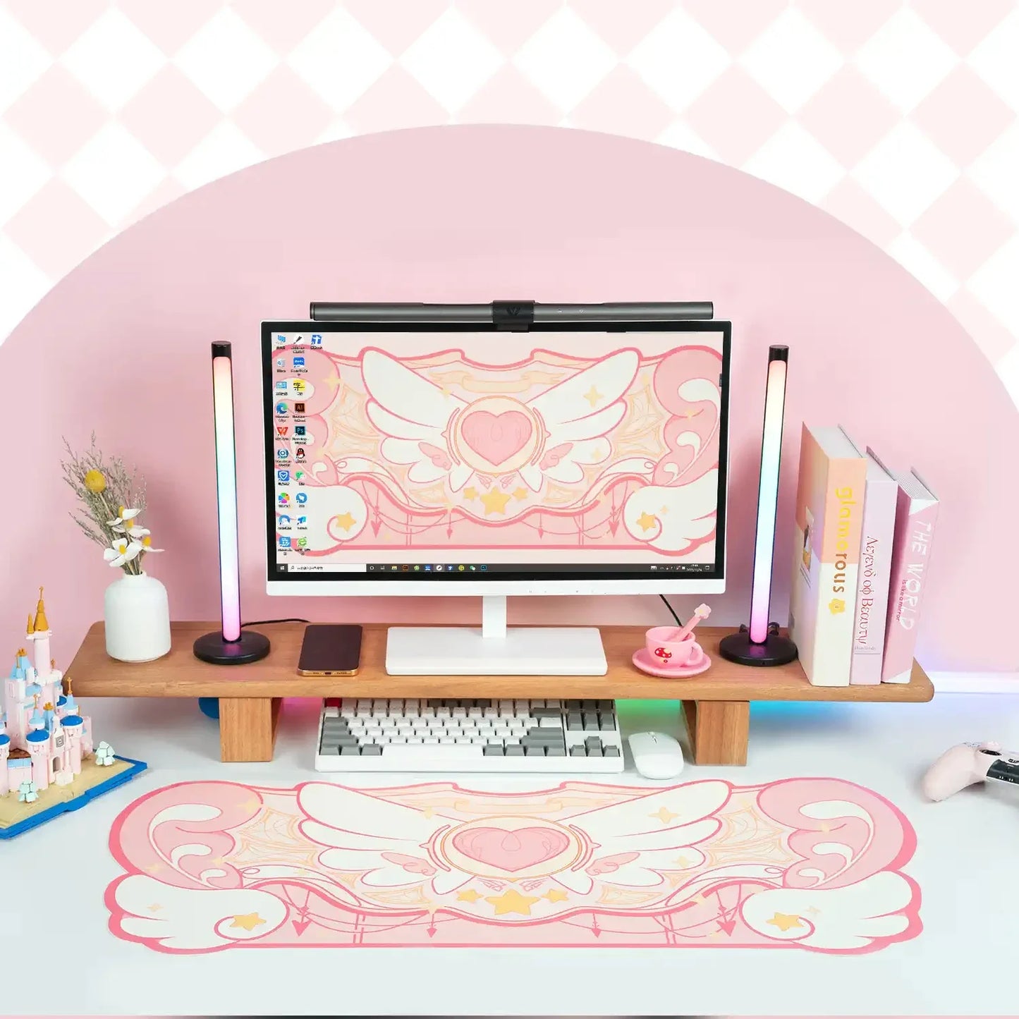 Cartoon Cute Gaming Mouse Pad Oversized Office Study Computer Keyboard Rubber Desk Mat Girls Hand Rest Wrist Pads Table Mat