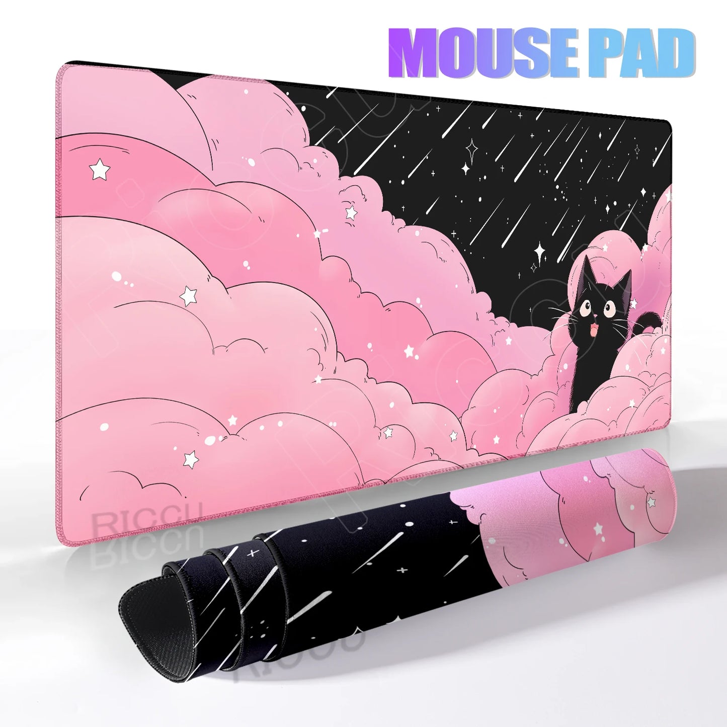 Cat Mouse Pad Office Pastel Clouds Desk Mat Large E-Sports Keyboard Pad Non-Slip Natural Rubber Mouse Mat PC Gaming Pads