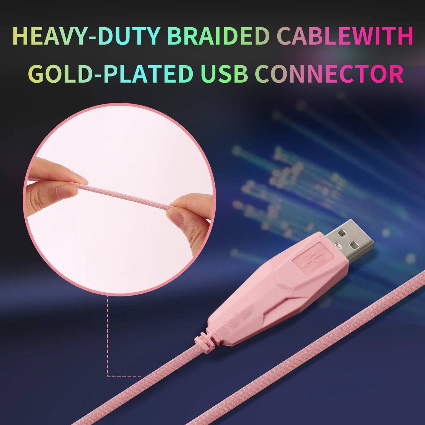 USB Wired Gaming Mouse Pink Computer Professional E-sports Mause 2400 DPI Colorful Backlit Silent Mice for Lol Data Laptop Pc