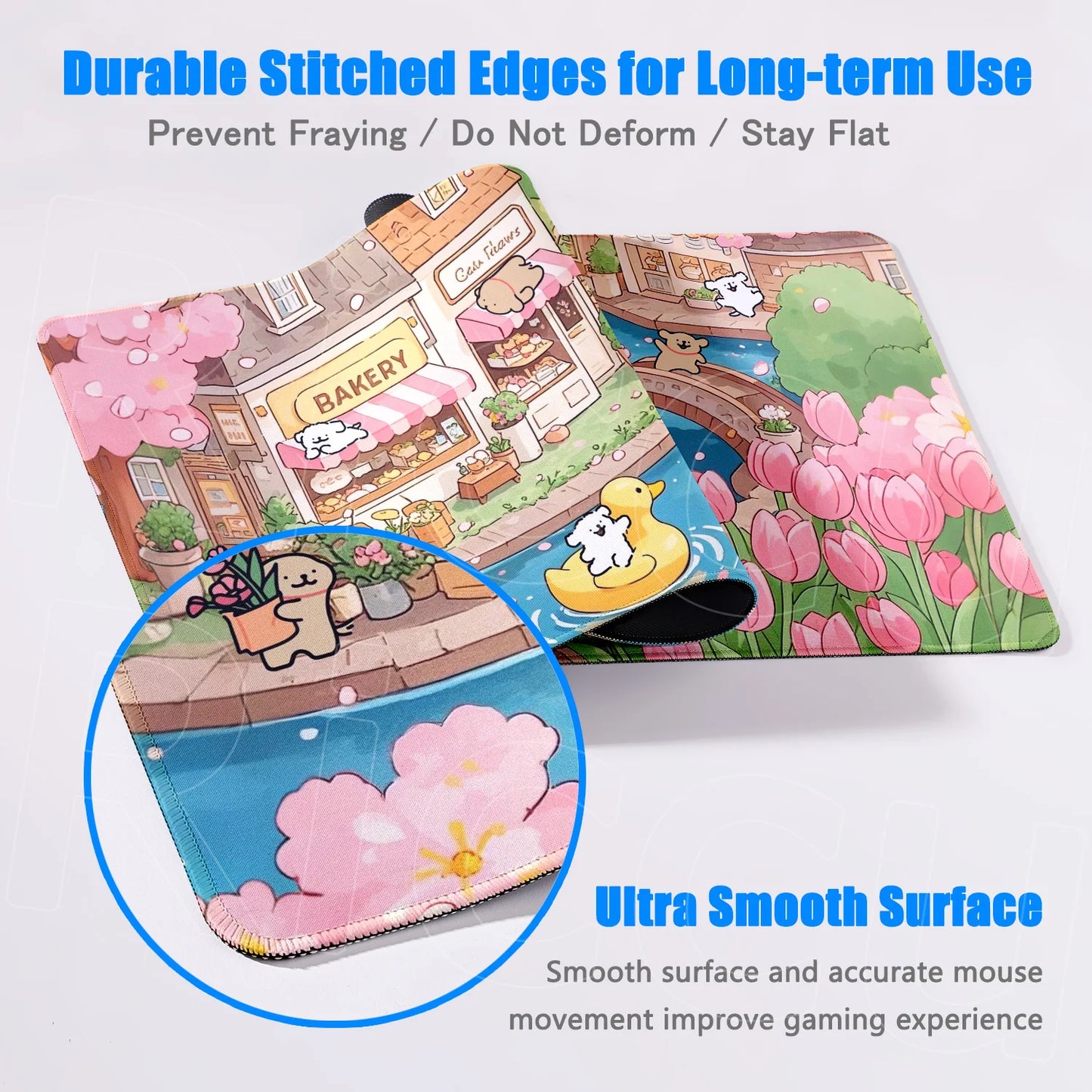 Kawaii Line Puppy Mouse Pad 90x40cm Laptop Decoration Protect Desk Mat XXL Cute Cartoon Maltese Office Non-slip Keyboard Carpets