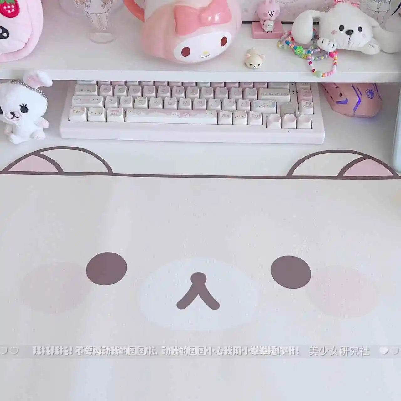 Kawaii Cute Ins Style Mouse Pad Original Cat Oversized Leather Waterproof Desk Pad Office Study Dormitory Computer Keyboard Pad