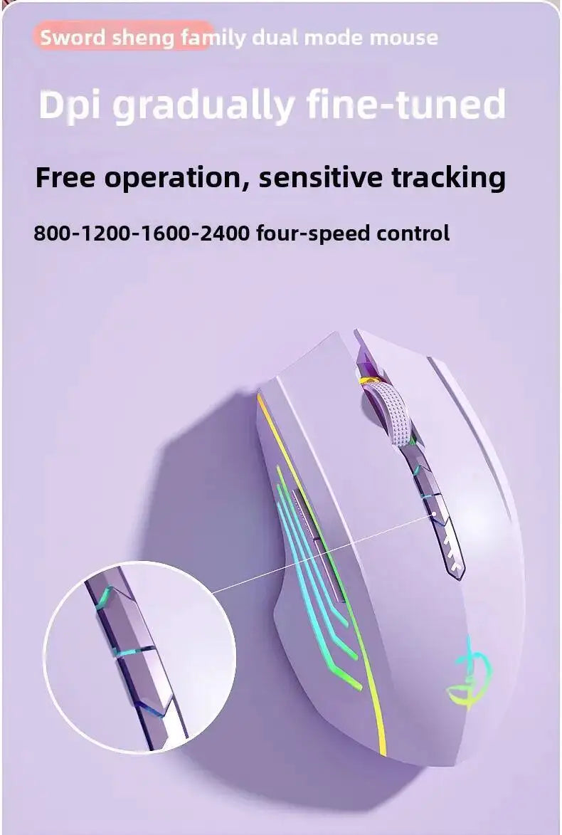 Wireless 2.4G Cute Pink Mouse Mute Type-C Rechargeable Gaming RGB Backlit E-sports Computer Mice For Desktop Laptop Girl Gifts