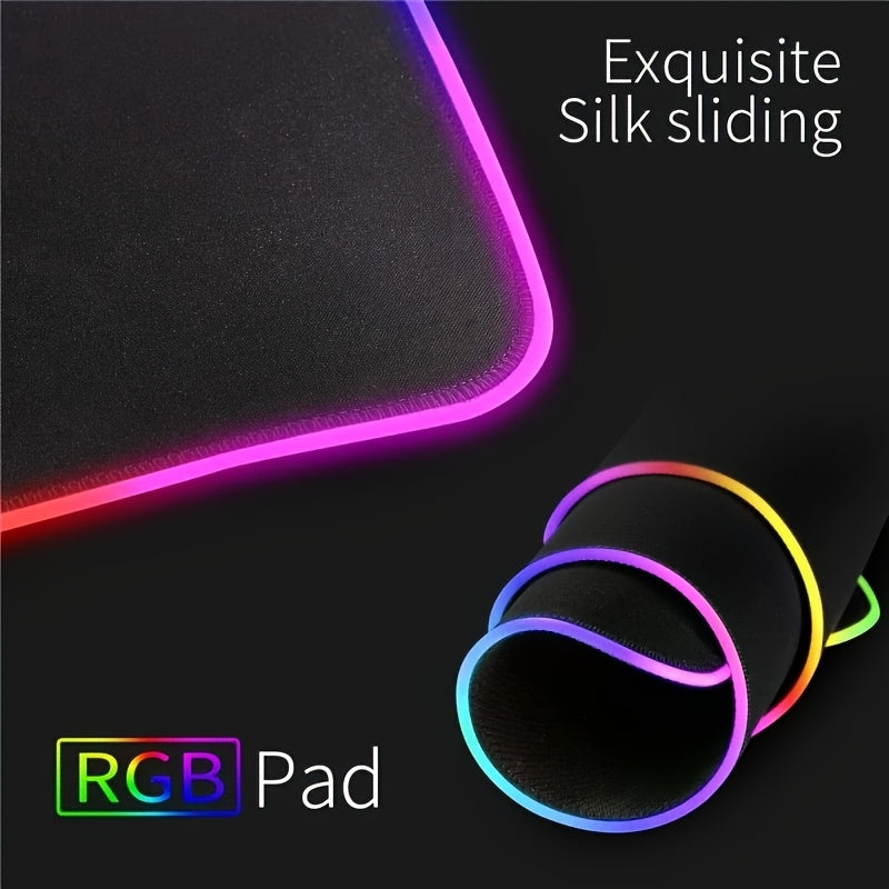 3-Pack RGB Gaming Mouse Pad & Desk Mat with Non-Slip Rubber Base, Soft Surface, RGB Lighting Compatible, Anti-Slip Base for PC, Office, Streaming - Large Gaming Mousepad for Keyboard and Mouse, Compatible with RGB Lighting Sy