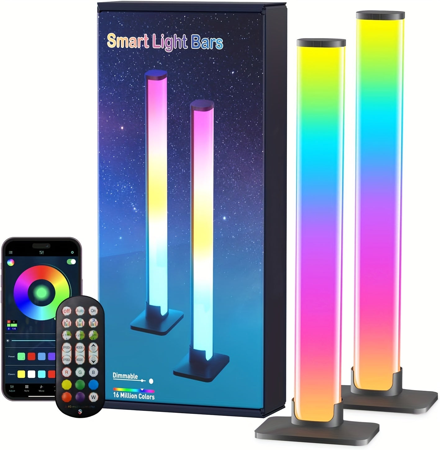 2-Pack RGB+IC LED Light Bars, USB With 24 Keys Remote Control, Gaming Lights, Backlights RGB+IC TV Backlights With Scene Modes And Music Modes For Gaming, Pictures, PC, TV, Room Decor Gaming Setup