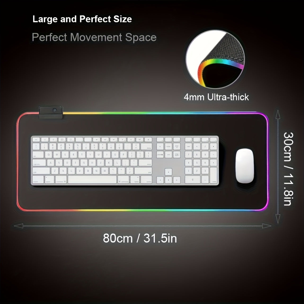 3-Pack RGB Gaming Mouse Pad & Desk Mat with Non-Slip Rubber Base, Soft Surface, RGB Lighting Compatible, Anti-Slip Base for PC, Office, Streaming - Large Gaming Mousepad for Keyboard and Mouse, Compatible with RGB Lighting Sy