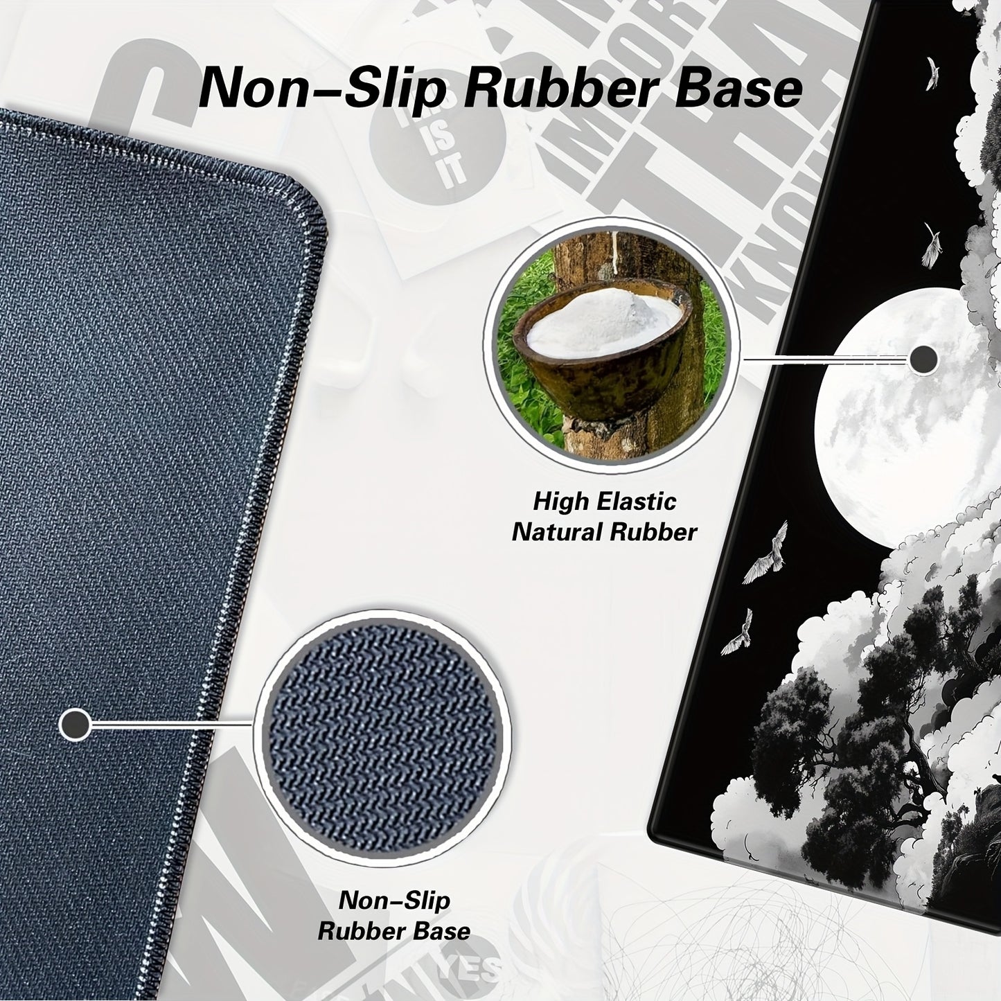 XXL Anime Moon Mountains Gaming Mouse Pad, Large Desk Mat, Non-Slip Rubber Base, Washable Keyboard and Mouse Mat with Stitched Edges, 35. 4x15. 75in, Desk Decor, Computer Mat, BHJLAXR