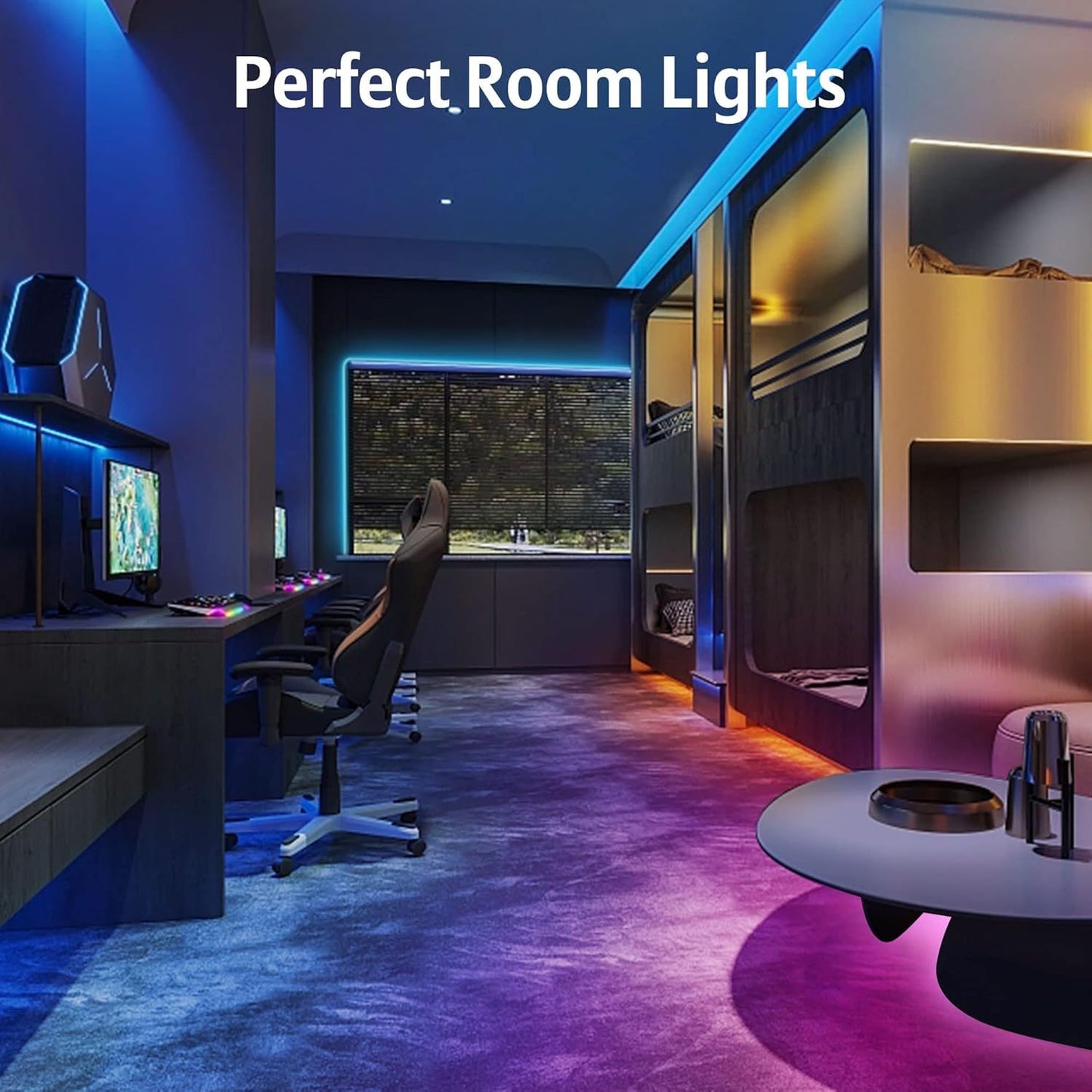 787.4inch Music Sync LED Strip Lights with Remote & App Control - USB Powered, Multi-Color Changing for Bedroom, Gaming Room, TV Ambiance, Gaming Lights for Bedroom