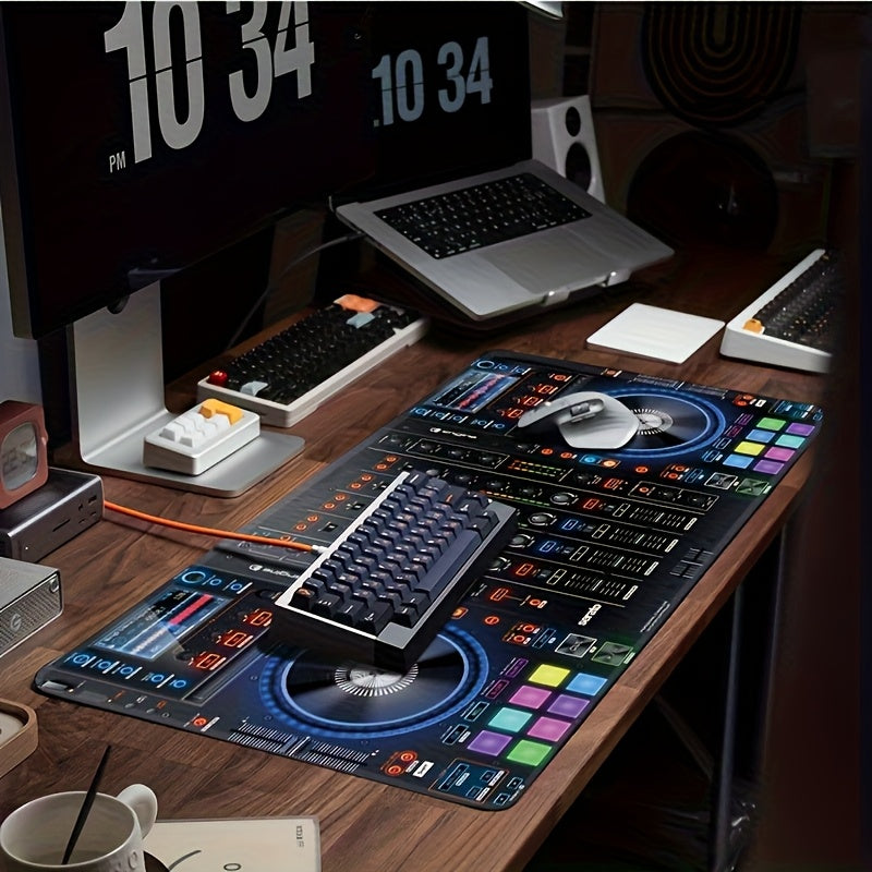 Gaming Mouse Pad And Desk Mat Designed for DJ Studios, Featuring a Non-Slip Rubber Base And Sealed Edges. A Sturdy Keyboard Mat Ideal for Music Production, Perfect As a Gift for Musicians And Gamers