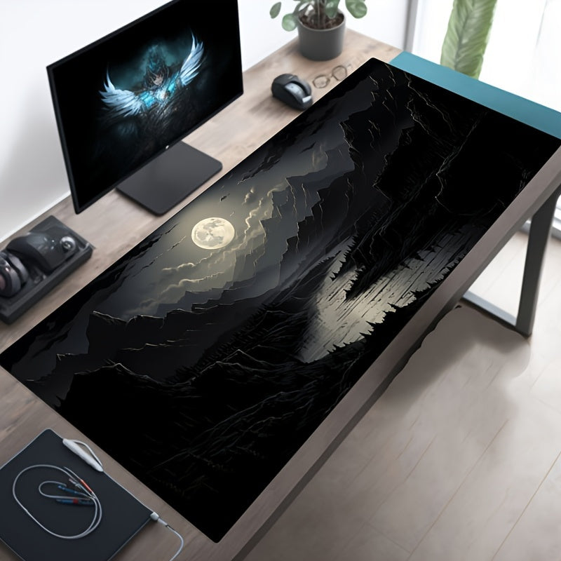 Night Moonlight Landscape Large Size Cool Mouse Pad Waterproof Non-slip For E-sports Learning Office