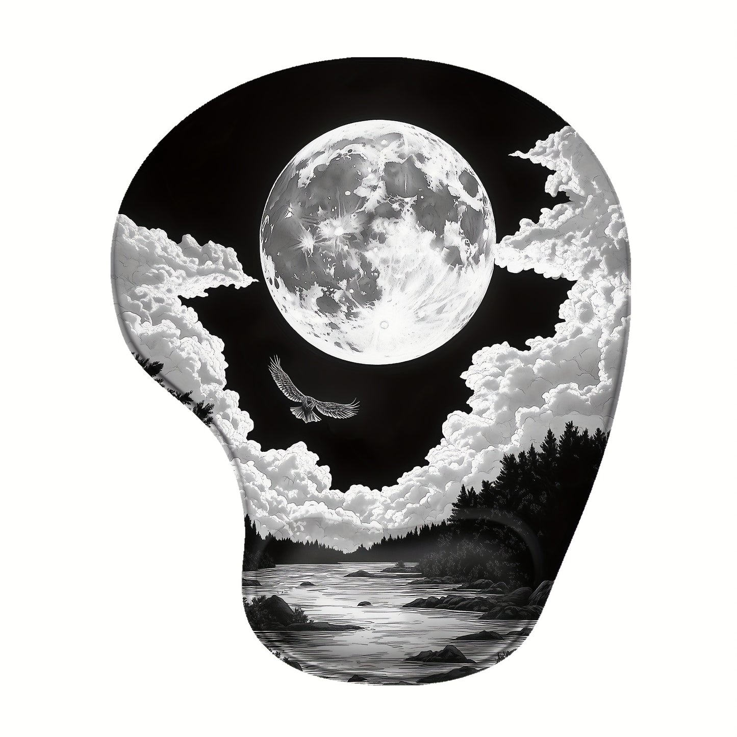 XXL Anime Moon Mountains Gaming Mouse Pad, Large Desk Mat, Non-Slip Rubber Base, Washable Keyboard and Mouse Mat with Stitched Edges, 35. 4x15. 75in, Desk Decor, Computer Mat, BHJLAXR
