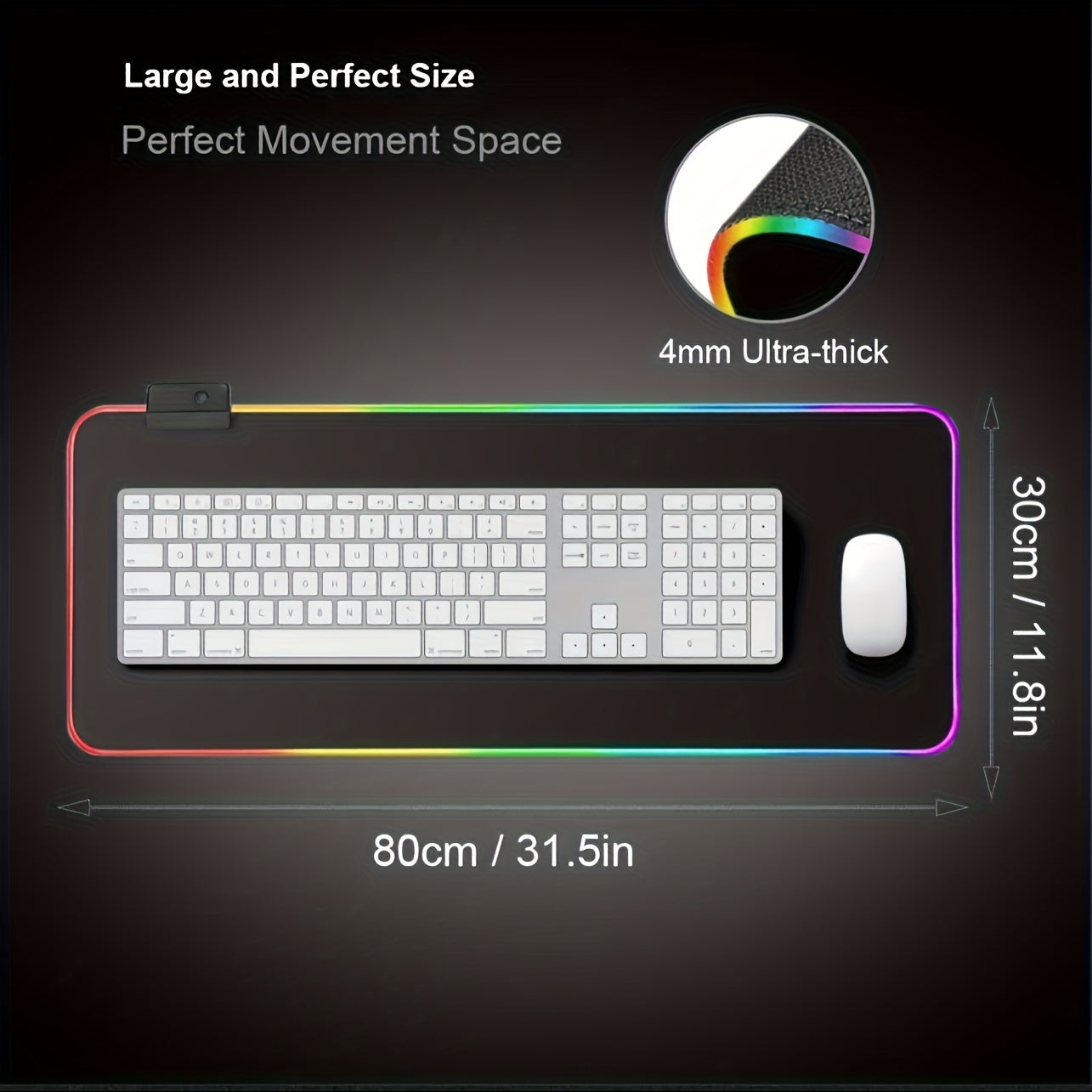 3-Pack RGB Gaming Mouse Pad & Desk Mat with Non-Slip Rubber Base, Soft Surface, RGB Lighting Compatible, Anti-Slip Base for PC, Office, Streaming - Large Gaming Mousepad for Keyboard and Mouse, Compatible with RGB Lighting Sy