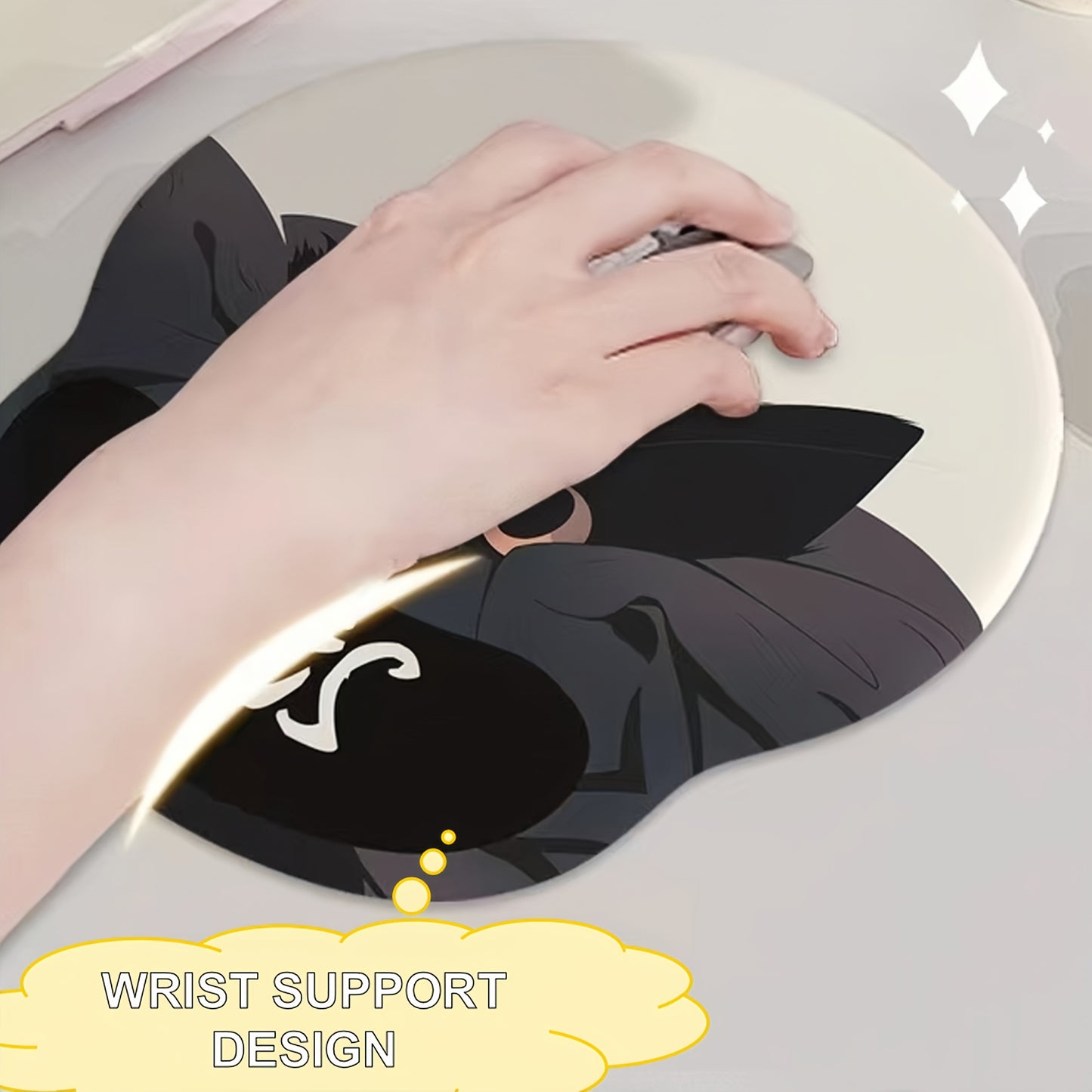 Cute Black Cat Wrist Support Mouse Pad - Non-Slip, Washable Silicone Desk Mat for Office & Home Decor, Ideal Gift for Women Mouse Pads for Desk