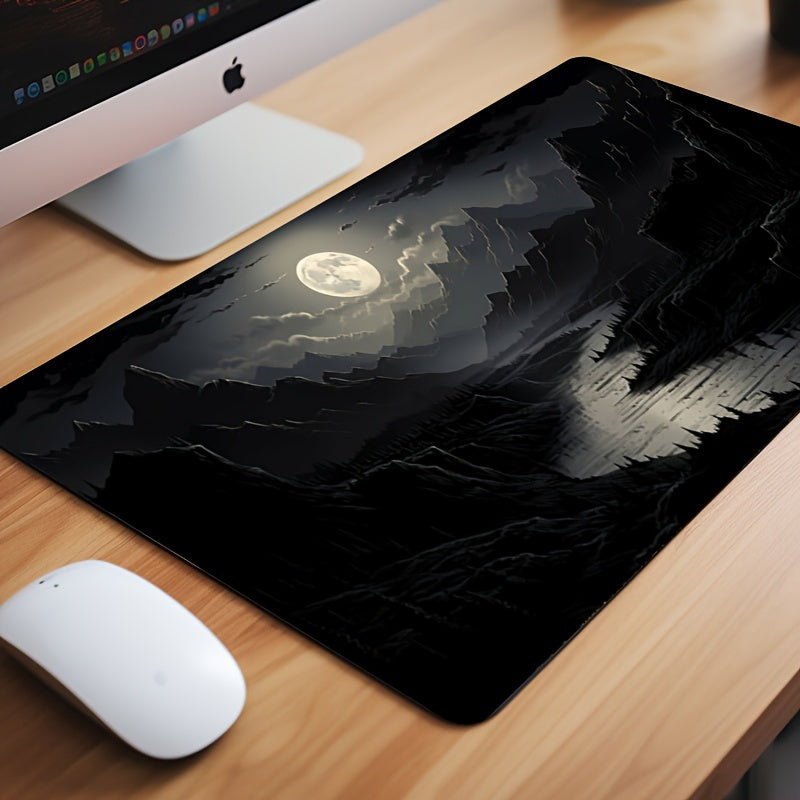 Night Moonlight Landscape Large Size Cool Mouse Pad Waterproof Non-slip For E-sports Learning Office