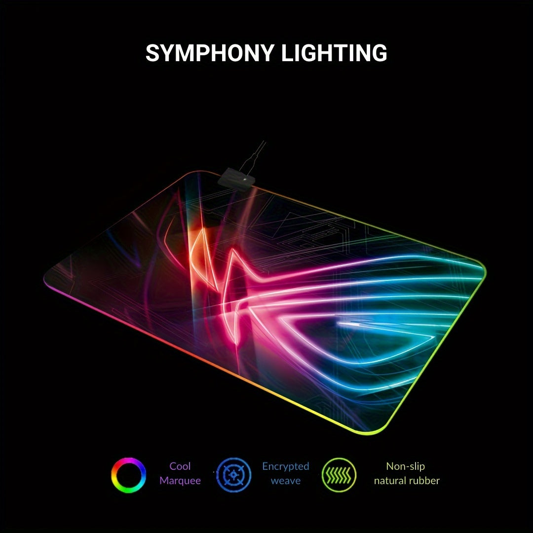 BJ05-RGB Mouse Pad, LED Backlit Sewn  Large Keyboard Table Pad, 400*900mm Plus Game Player Accessories Mouse Pad, 4mm Thick Non-slip Decorative Table Pad, Office Mouse and Keyboard Pad, Student Table Mat.