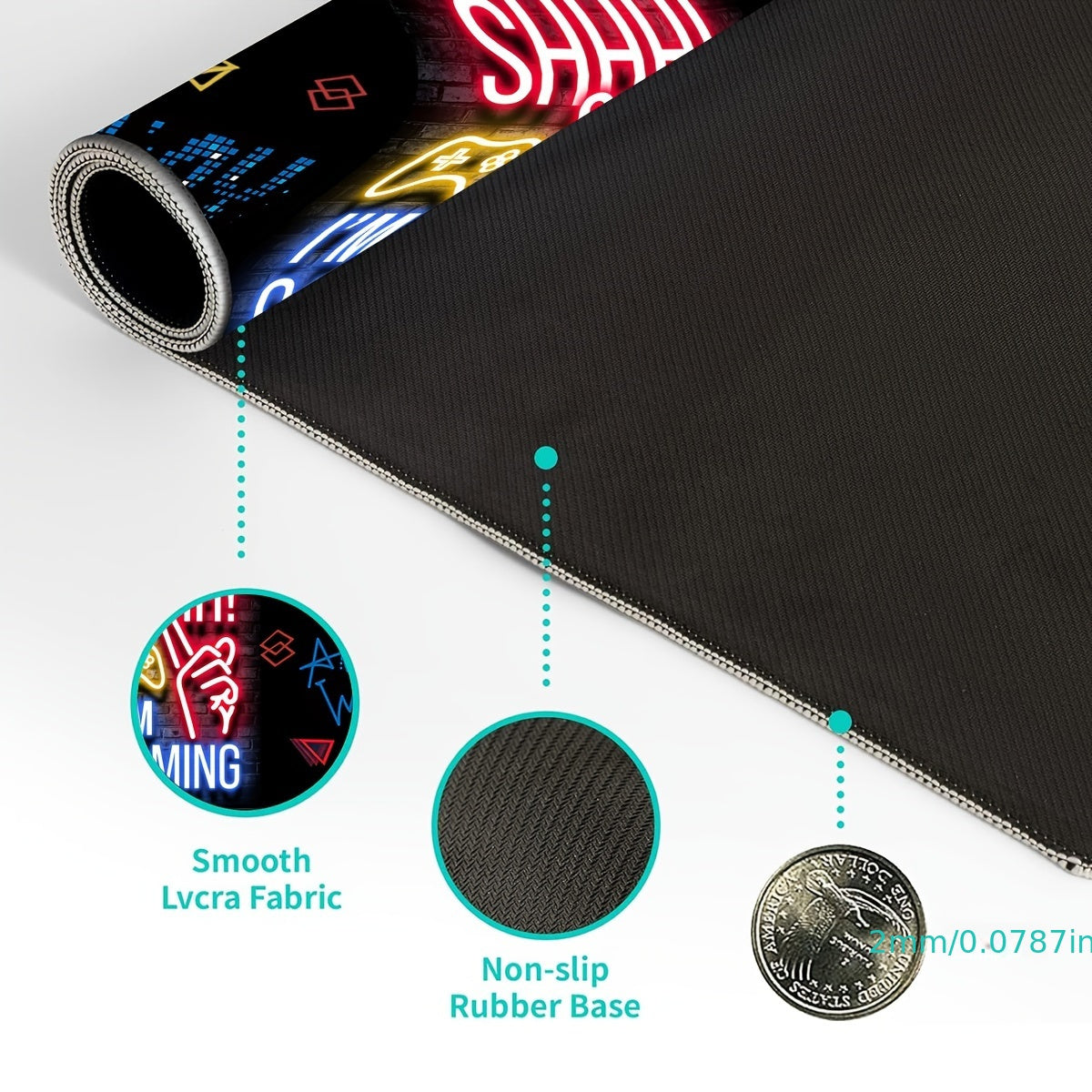 Shhh! I'm Gaming" Extended Mouse Pad - Large Gaming Desk Mat With Neon Lights Design, Anti-Slip Rubber Base, And Smooth Surface For Precise Mouse Control - Perfect For Gamers And Office Use