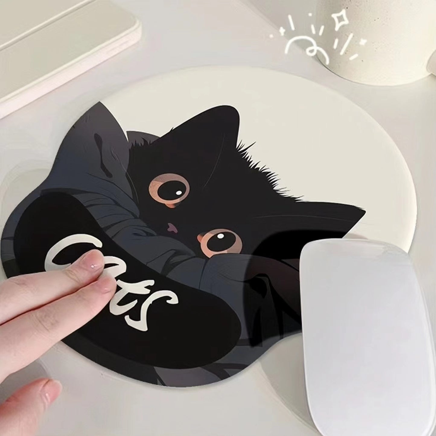 Cute Black Cat Wrist Support Mouse Pad - Non-Slip, Washable Silicone Desk Mat for Office & Home Decor, Ideal Gift for Women Mouse Pads for Desk
