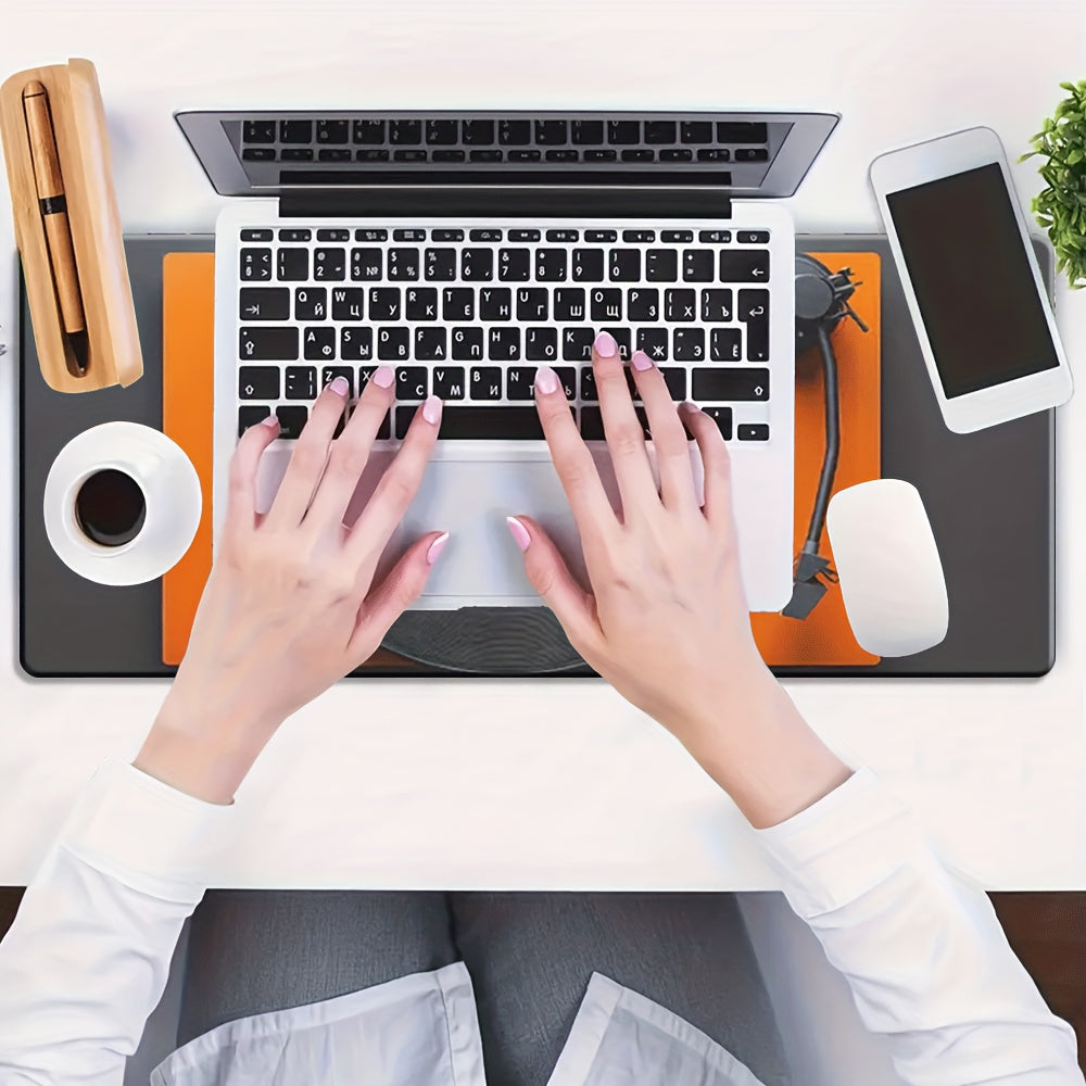 1pc, Extra-large Mouse Pad, An Orange Record with HeadphonesSuitable for Computer and Laptop Gamers and Office Workers, It Is Fashionable and Durable, with a Soft Touch. The Large-sized Widened Office Gaming Mouse Pad Is a Mu