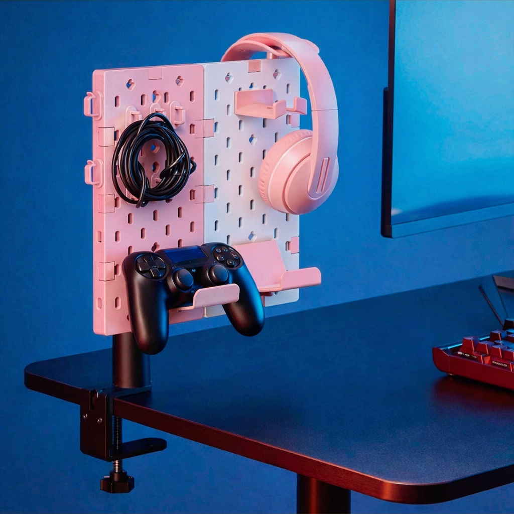 Gaming Pegboard Organizer for Controllers and Headset